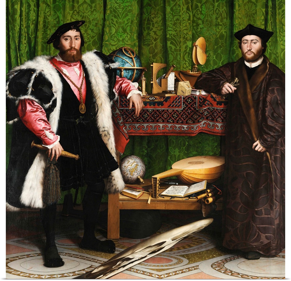 Portraits of the French ambassador Jean de Dinteville and Georges de Selve, Bishop of Lavaur. Oil on oak, 1533. 207 x 209....