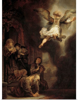 The archangel Raphael leaving the family of Tobias by Rembrandt