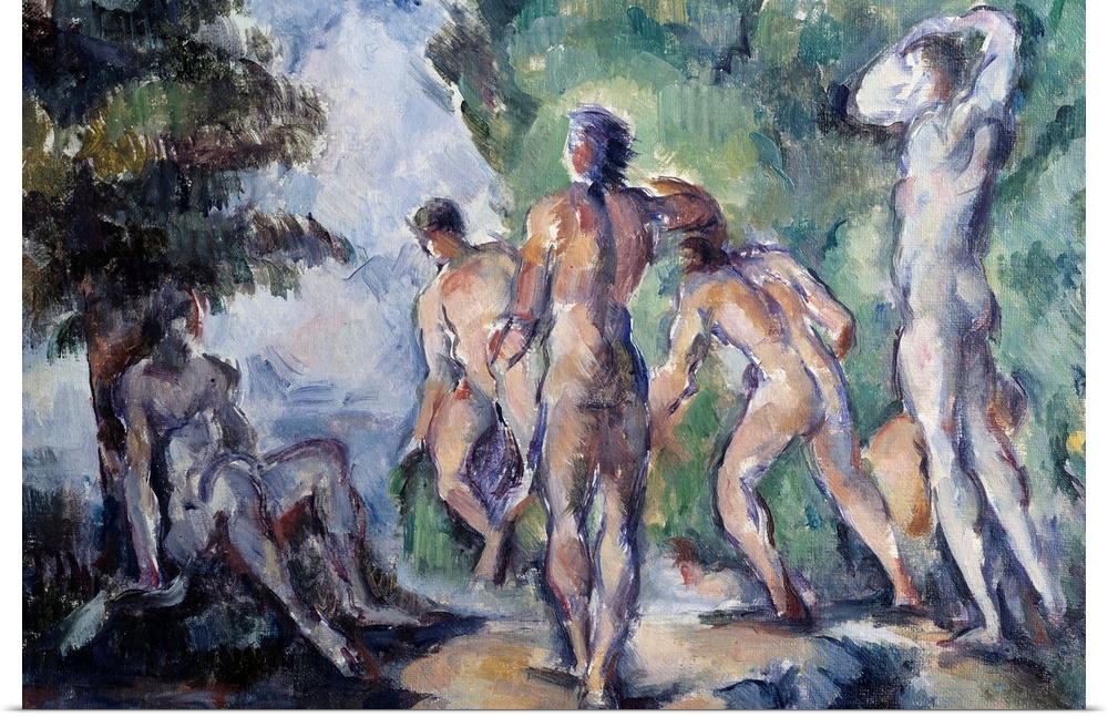 The Bathers. Painting by Paul Cezanne (1839-1906), 1895. 0,22 x 0,33 m. Beaux-Arts Museum, Lyon, France