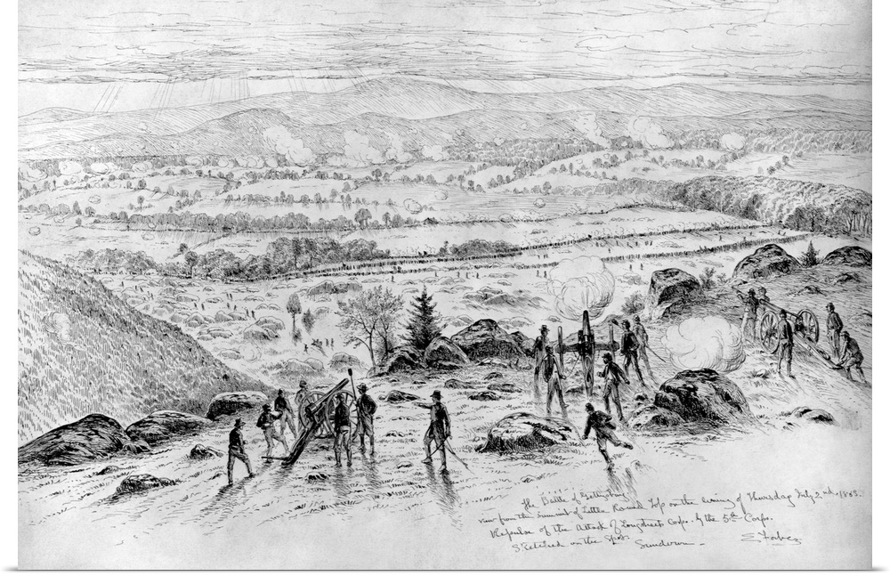 A drawing of Gettysburg by Edwin Forbes, who worked as an illustrator for Frank Leslie's Illustrated Newspaper during the ...