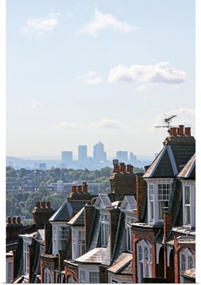 The business district Canary Wharf from Muswell Hill in North London, England