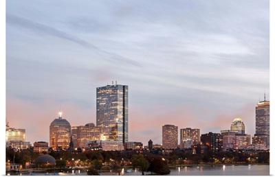 The city of Boston from Charles River at dusk, Massachusetts