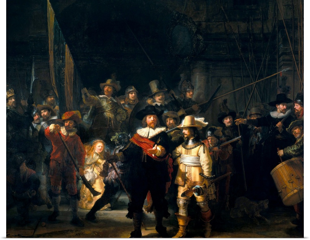 The Company of Frans Banning Cocq and Willem van Ruytenburch, also known as The Night Watch or Nightwatch. 1642. Rijksmuse...