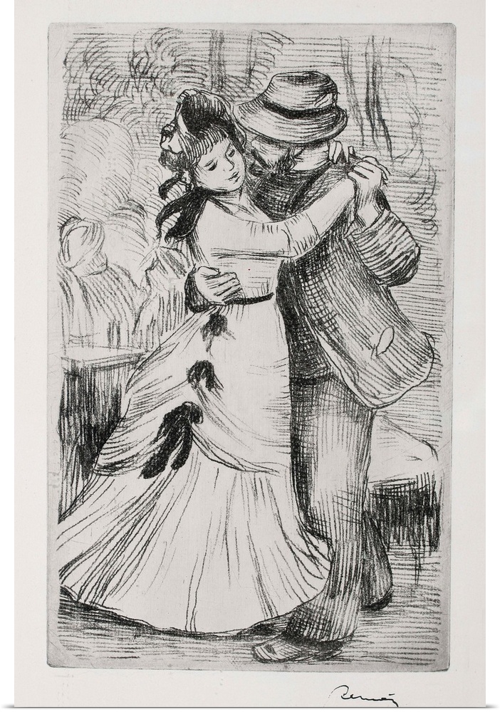 Pierre-Auguste Renoir, La danse a la campagne (The Dance in the Country), circa 1890. Etching on paper, 8 1/2 x 5 1/4 inch...