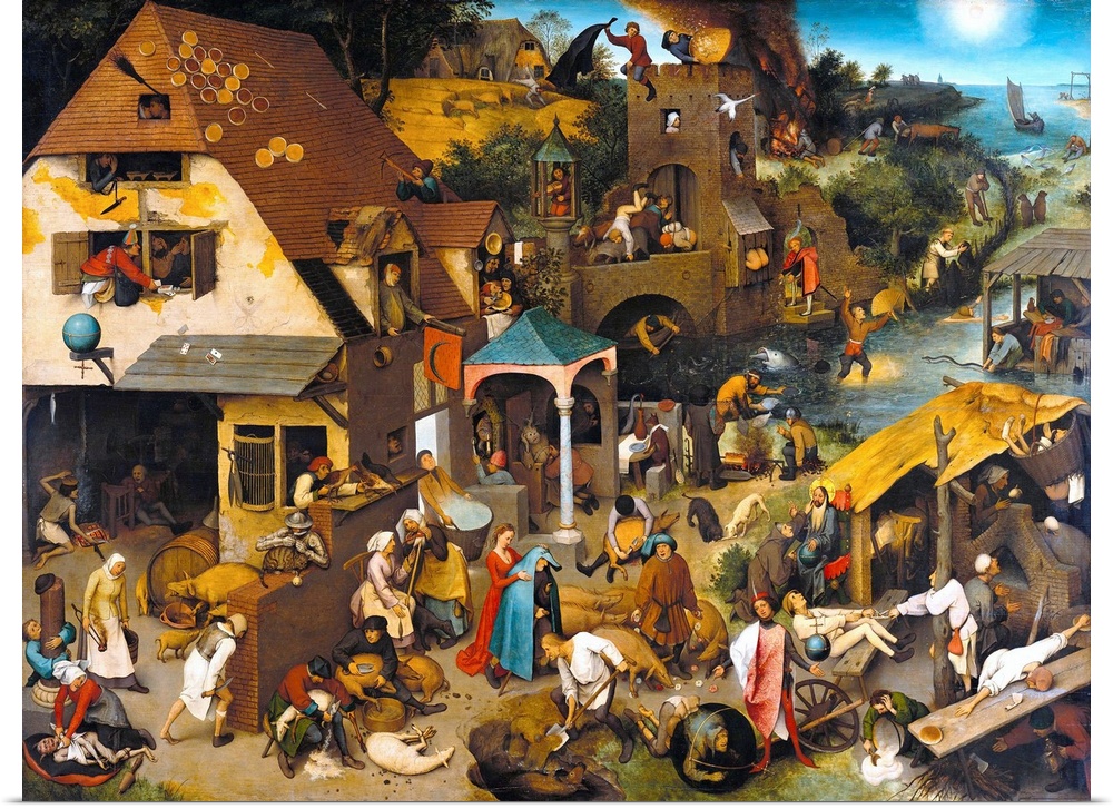 The Dutch Proverbs, also known as the Netherlandish Proverbs. 1559. Oil on oak, 117 x 163 cm. Gemaldegalerie, Berlin, Germ...