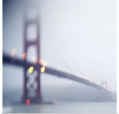 The Golden Gate Bridge in San Francisco one slightly foggy morning.