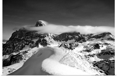 The Grand Teton and the cathedral group as viewed from Table Mountain, Idaho.