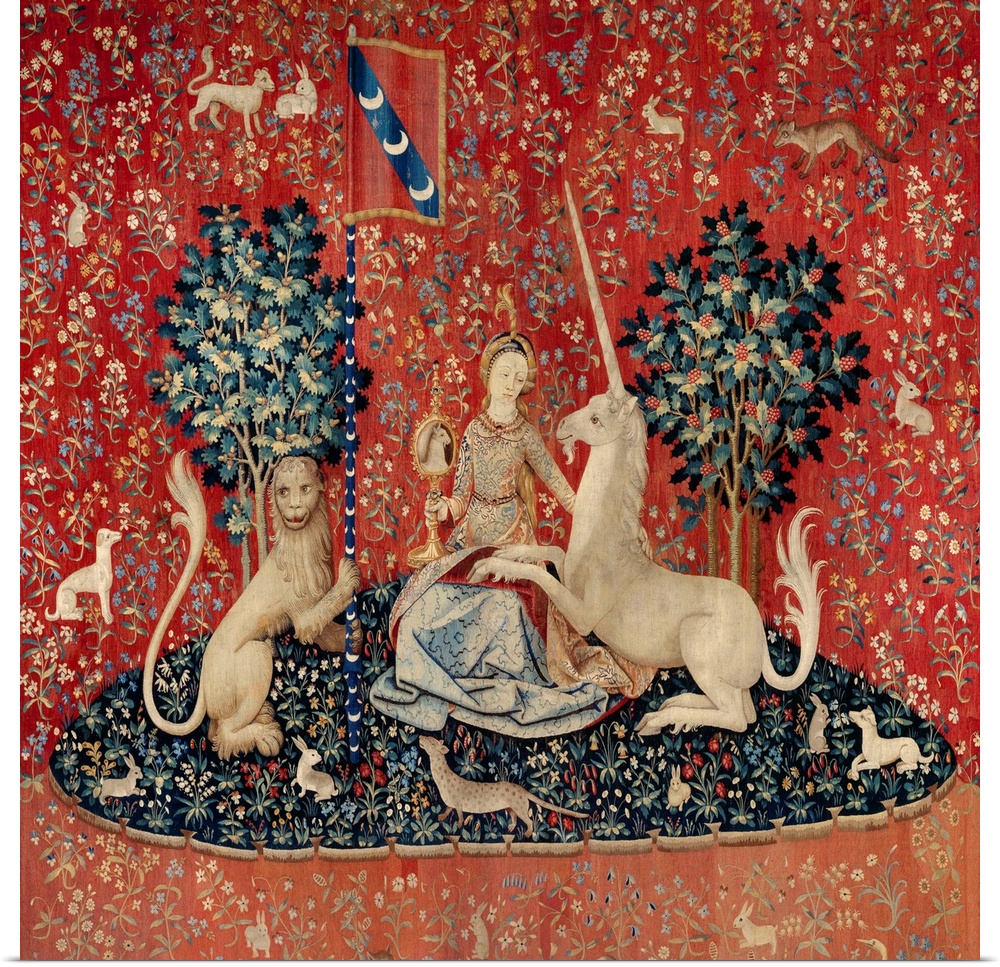 The Lady and the Unicorn (La Dame a la Licorne) : Sight Tapestry - Paris, musee national du Moyen Age, Thermes de Cluny, F...