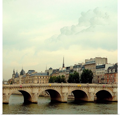 The many bridges crossing the Seine River in Paris, France.