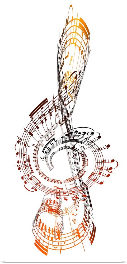 Abstract image of a big musical note made up of musical notes.