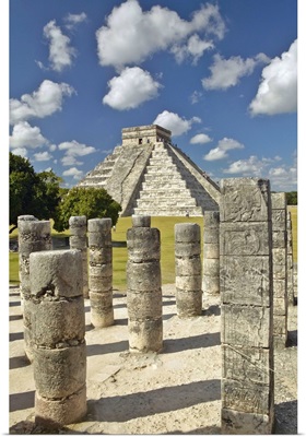 The Pyramid of Kukulkan, a Mayan ruin, as seen from the Thousand Columns