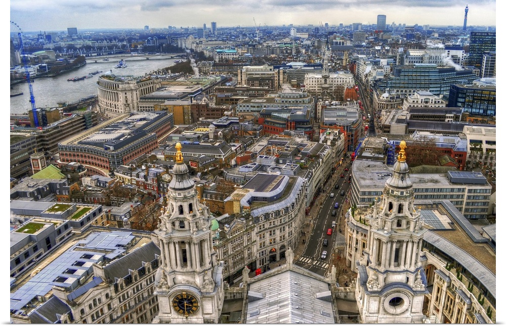 The skyline of central London viewed from St Pauls Cathedral London UK.