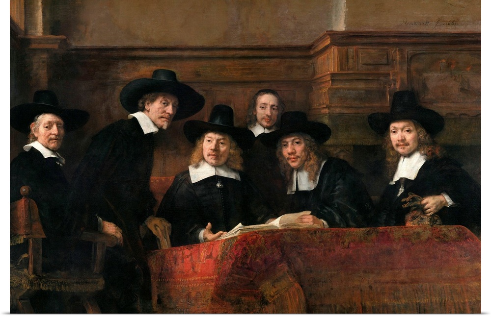 The Syndics: the Sampling Officials (Wardens) of the Amsterdam Drapers Guild, also known as De Staalmeesters, 1662. Oil on...