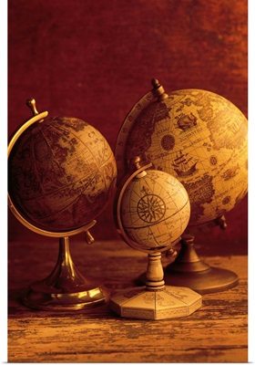 Three antique globes