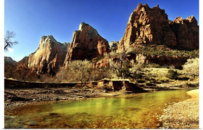 Three patriarchs and river in Zion National Park