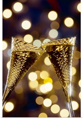 Toasted champagne flute, close-up