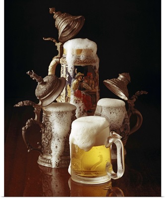 Traditional beer stein and beer glass