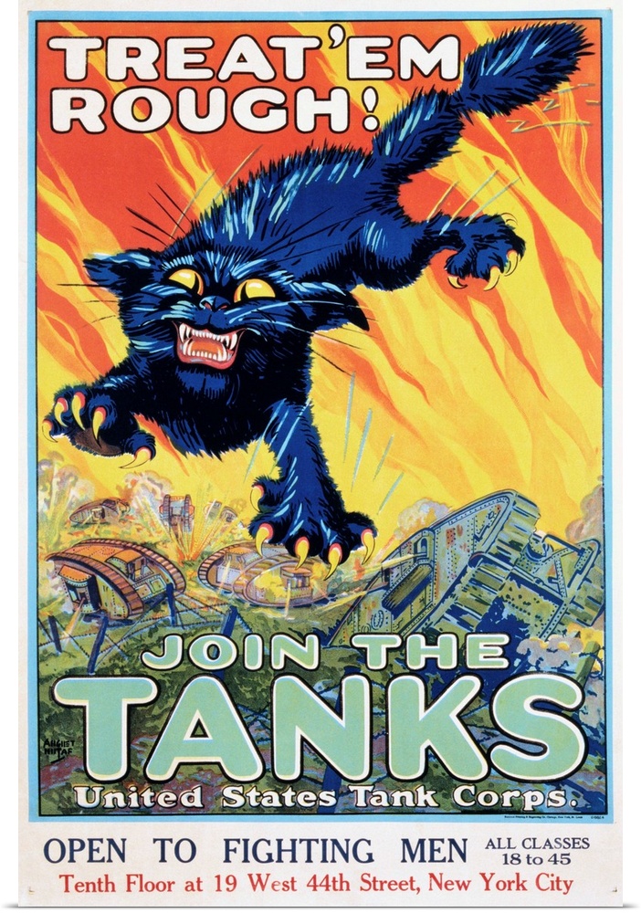 Treat 'Em Rough, Join The Tanks Recruitment Poster By August William Hutaf