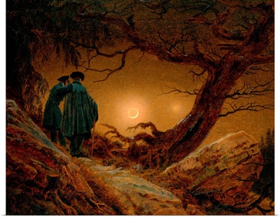 Two Men Contemplating The Moon By Caspar David Friedrich