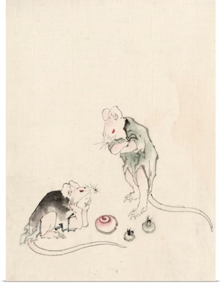 Two Mice In Council By Katsushika Hokusai