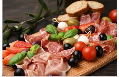 Typical Antipasto In An Italian Restaurant, Appetizers
