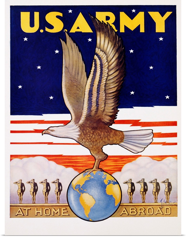 U.S. Army, At Home Abroad Recruitment Poster By Tom Woodburn