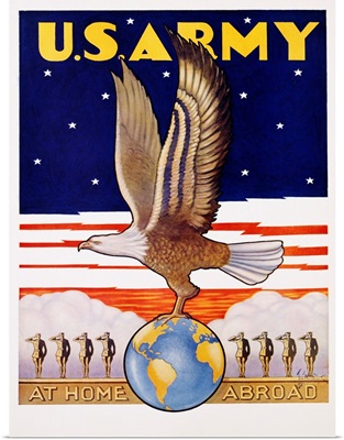 U.S. Army, At Home Abroad Recruitment Poster By Tom Woodburn