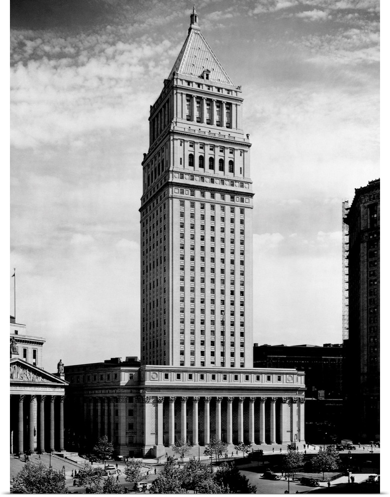 The tower of the United States Courthouse rises over Foley Park and the New York County Courthouse to the north. ca. 1936,...