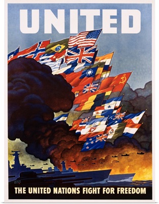United - The United Nations Fight For Freedom Poster By Leslie Ragon