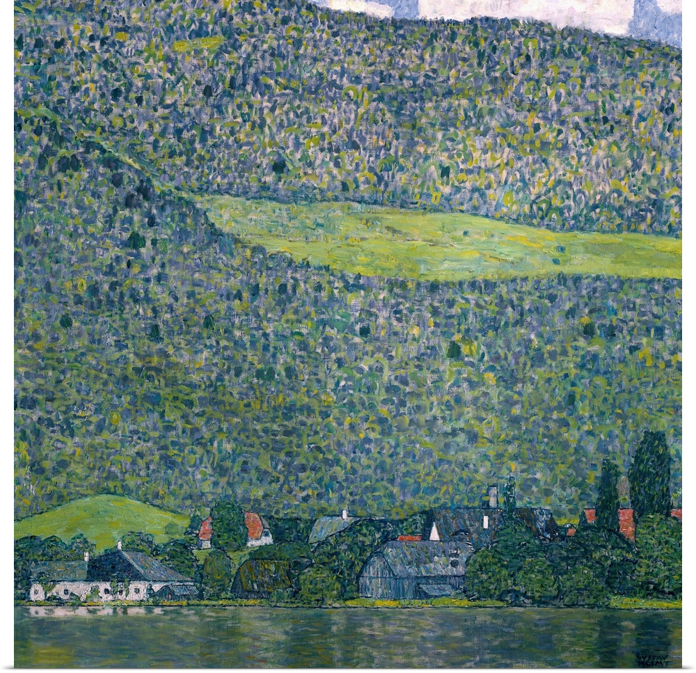 Unterach on Lake Attersee, Austria. Oil on canvas (1915) 110 x 110 cm by Gustav Klimt (1862-1918) Rupertinum, Salzburg, Au...