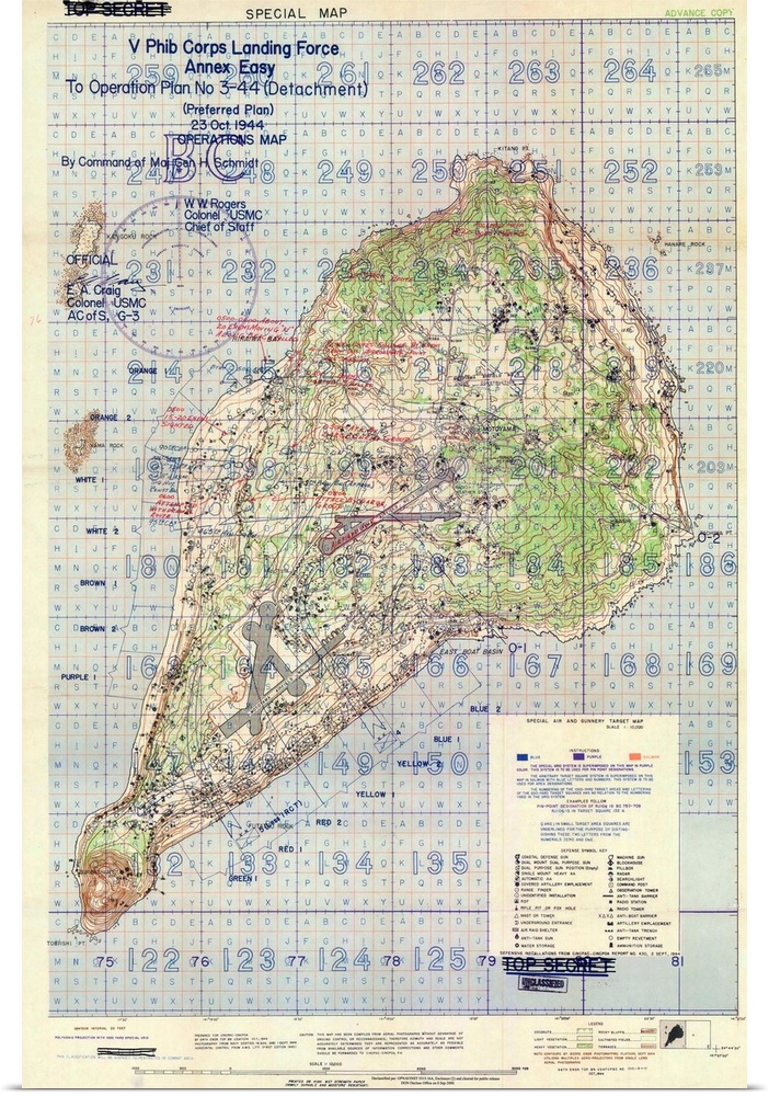 Dated October 23, 1944, declassified top secret map.