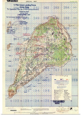 Us Landing And Targeting Map Of Iwo Jima