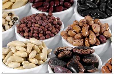 Various types of beans in bowls