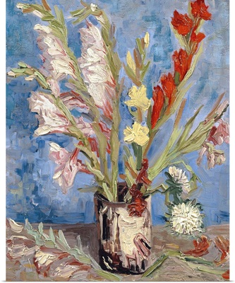 Vase With Gladioli And China Asters By Vincent Van Gogh