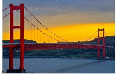 View of hirado bridge at sunrise.
