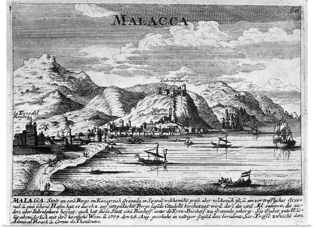 View Of Malaga By Bodenehr, 1740