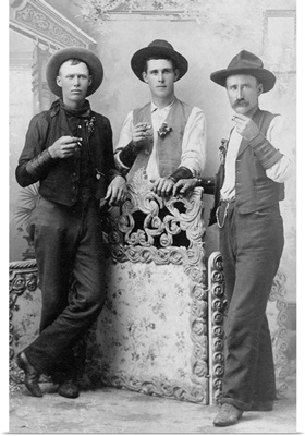 Vintage image of cowboys drinking and smoking