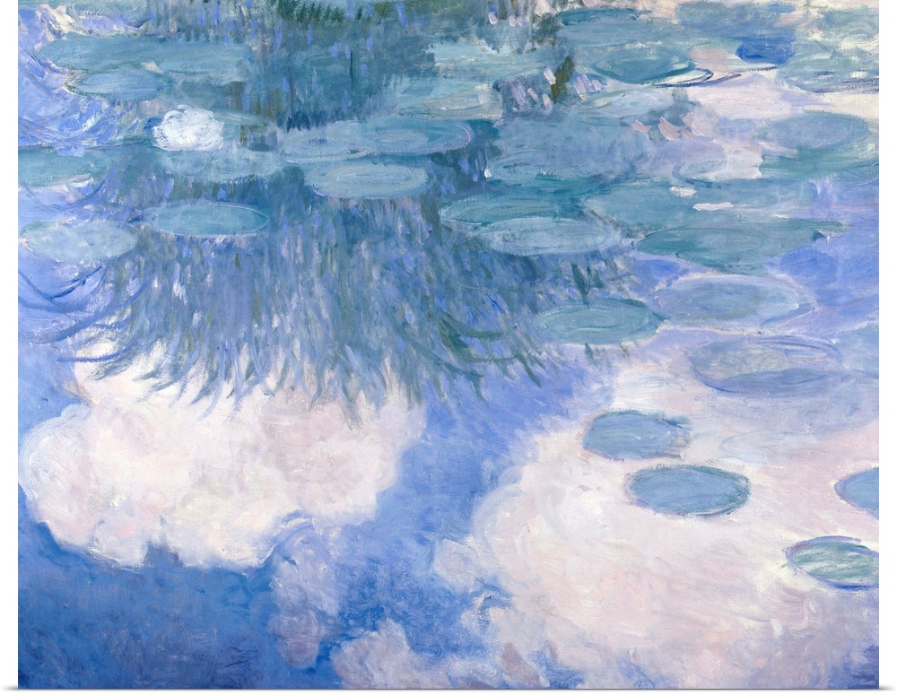 Waterlilies with effects of clouds. Painting by Claude Monet (1840-1926), oil on canvas (130x150 cm), c. 1914-1917. Musee ...
