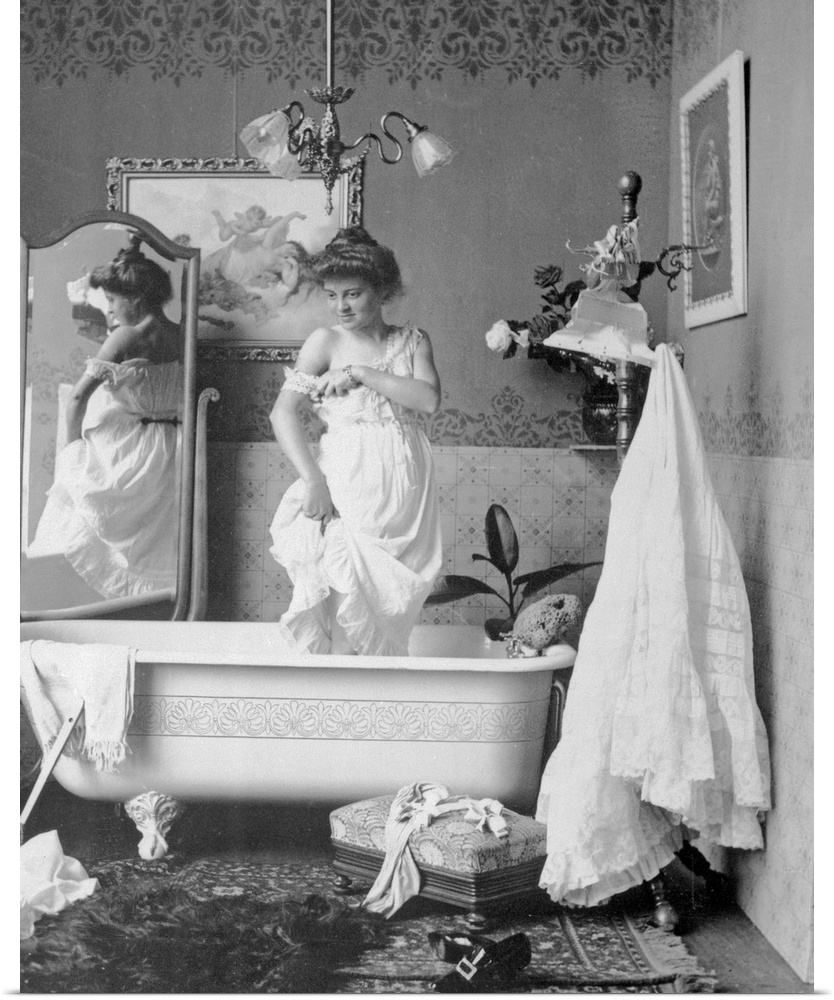 Victorian Life: Intimate view of woman about to bathe.