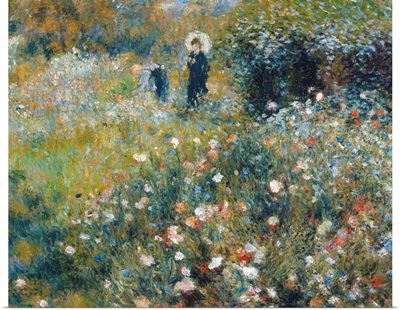 Woman With A Parasol In A Garden By Pierre-Auguste Renoir