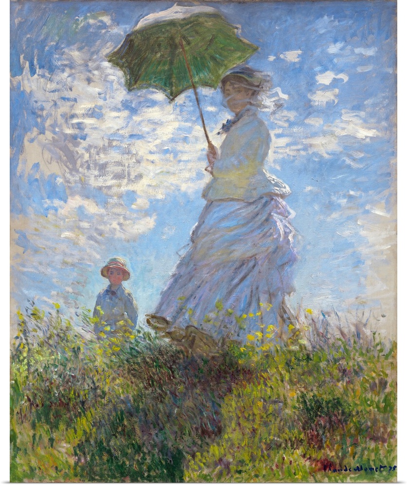 Claude Monet (French, 1840 - 1926), Woman with a Parasol - Madame Monet and Her Son, 1875. Originally oil on canvas. Natio...