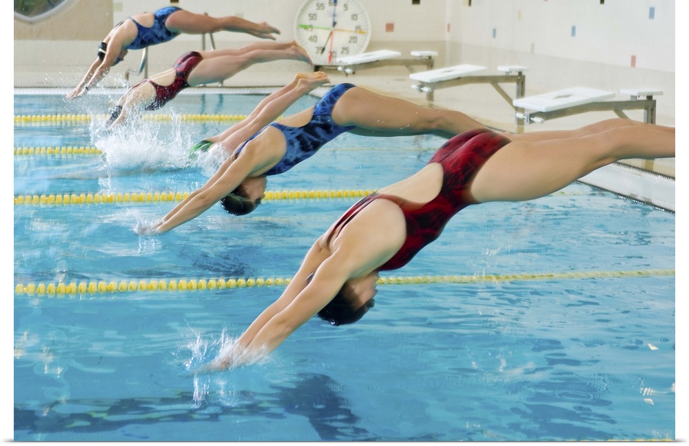 Women swimmers competing in race