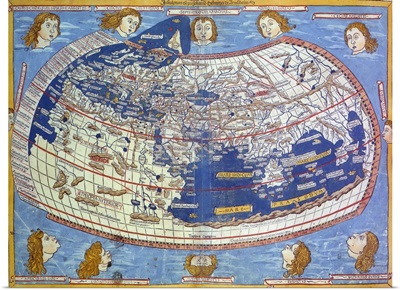 World Map From Cosmographia By Nicolaus Germanus