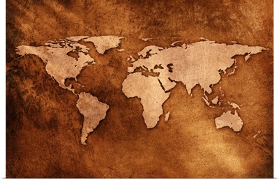 World map on textured background