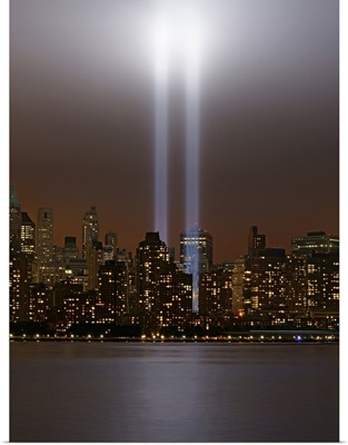 World Trade Center tribute in light in New York.