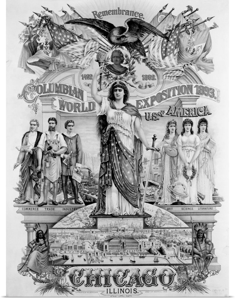 A poster for the World's Columbian Exposition in 1893 advertises the event in Chicago, Illinois, USA.