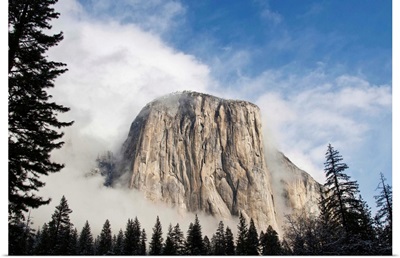 Yosemite in November El Capitan coming out of fog.
