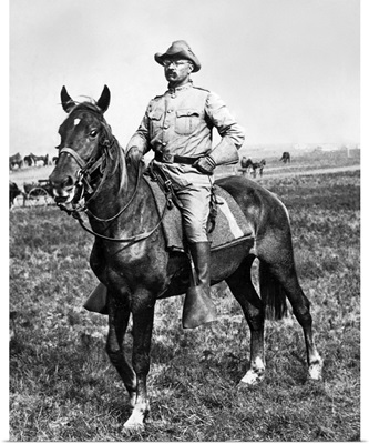 Young Teddy Roosevelt on horseback during the Spanish-American War
