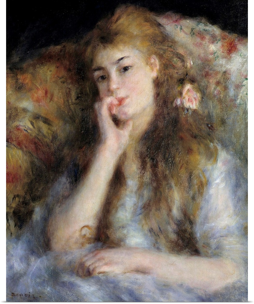 Young woman seated or The Thought. Painting by Pierre Auguste Renoir (1841-1919), 1876. Private collection