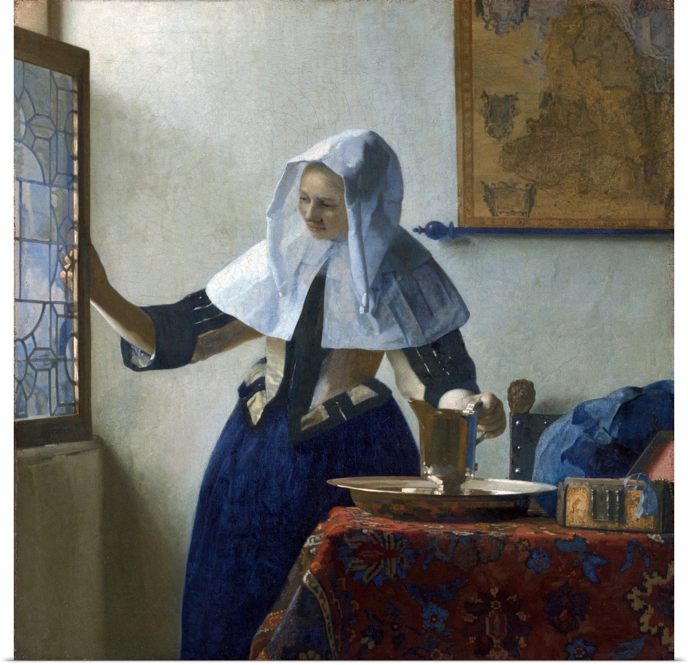 Johannes Vermeer (Dutch, 1632-1675), Young Woman with a Water Pitcher, c. 1662. Orginally oil on canvas, Metropolitan Muse...